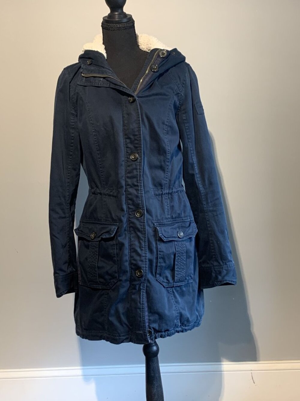 Abercrombie and Fitch Women's Vintage 90s Navy Blue Full Zip Jacket Size Large